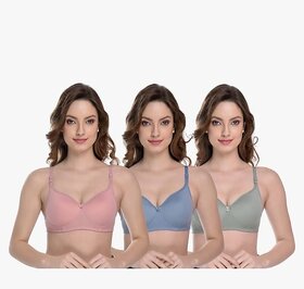 Mahodara Pack of 3 Women Everyday Lightly Padded Bra (Multicolor)