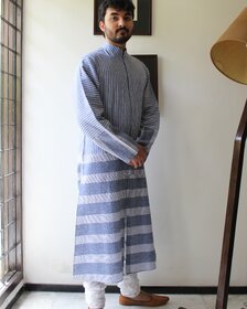Men's classic STATESMAN blue stripes kurta-churidar set