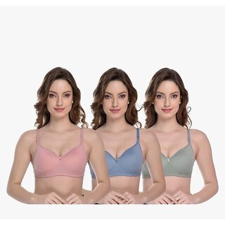 Mahodara Pack of 3 Women Everyday Lightly Padded Bra (Multicolor)