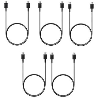                       EXAMOB Type C to C Cable - 3.28 Feet (1 Meter) Compatible for all Smartphone Devices - Black (Pack of 5)                                              
