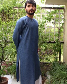 Men's stylish DAPPER RAGLAN kurta-salwar in Dark Teal