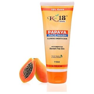                       Papaya Face Wash Remove dead skin cells  Black heads  Youthful Appearance  Fade dark spots -110ml                                              