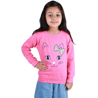                       Kid Kupboard Cotton Girls Sweatshirt, Pink, Full-Sleeves, Crew Neck, 6-7 Years KIDS5744                                              