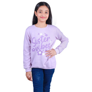                       Kid Kupboard Cotton Girls Sweatshirt, Purple, Full-Sleeves, Crew Neck, 8-9 Years KIDS5745                                              