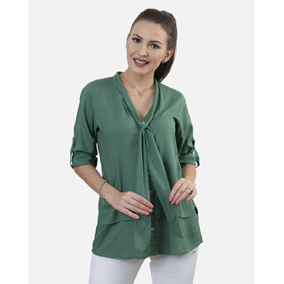                       New Arrival - Solid Green Rayon Tunic                                              
