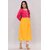 Padlaya Fashion Women Patchwork Viscose Rayon Straight Kurta(Yellow)