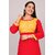 Padlaya Fashion Women Patchwork Viscose Rayon Straight Kurta(Red, Yellow)