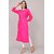 Padlaya Fashion Women Applique Viscose Rayon Straight Kurta(Pink)