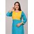 Padlaya Fashion Women Self Design Cotton Rayon Straight Kurta(Light Blue, Yellow)