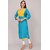 Padlaya Fashion Women Self Design Cotton Rayon Straight Kurta(Light Blue, Yellow)