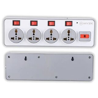 MYZK 4 Way Strip with Individual Switch (240V Multipurpose) 6A 4 Way Extension Board 3M Cord Length  4 Universal Sock