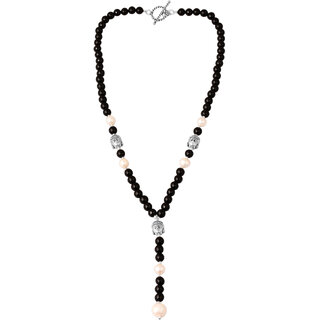                       Pearlz Gallery black onyx and white fresh water pearl beaded necklace                                              