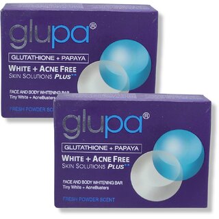                       Glupa Skin Solution Plus Face And Body Whitening Bar 100g (Pack of 2)                                              