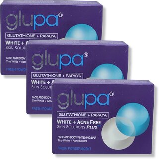                       Glupa Skin Solution Plus Face And Body Whitening Bar 100g (Pack of 3)                                              