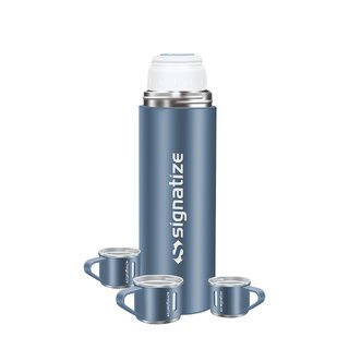                       Signatize Coffee Thermos Stainless Steel Vacuum Flask with 3 Steel Cup, 500ml/16.9oz Insulated Bottle with Cup- Blue                                              