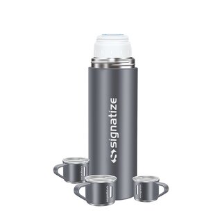                       Signatize Coffee Thermos Stainless Steel Vacuum Flask with 3 Steel Cup, 500ml/16.9oz Insulated Bottle with Cup-Grey                                              