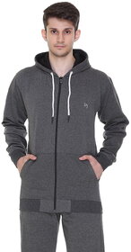 Leebonee Grey Hooded Casual Sweatshirt For Men