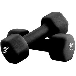                       JIMWALT Neoprene Coated (6Kg*2 = 12Kg) Fixed Weight Dumbbell (12 kg)                                              