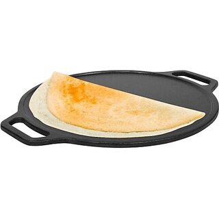                       EUGOR Pre Seasoned Cast Iron 12 Inches / 304MM Dosa Tawa Seasoned Tawa 5 cm diameter with Lid (Cast Iron, Non-stick, Induction Bottom)                                              