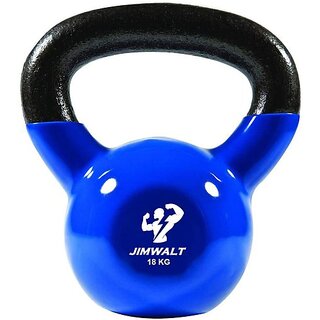                       JIMWALT 18Kg Premium Half Coated Vinyl Kettlebells Home Gym Combo                                              