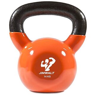 JIMWALT 14Kg Premium Half Coated Vinyl Kettlebells Home Gym Combo