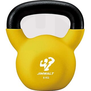                       JIMWALT Neoprene Coated 8Kg Yellow Kettlebell (8 kg)                                              