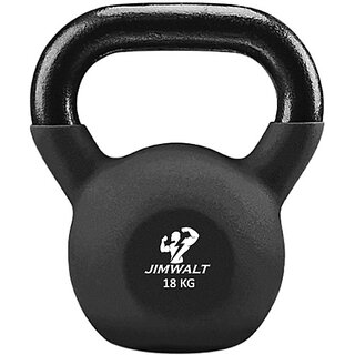                       JIMWALT Neoprene Coated 18Kg Black Kettlebell (18 kg)                                              