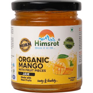                       Himsrot Organic Mango Marmalade Jam with Real Mango Fruit Pieces 250 g                                              