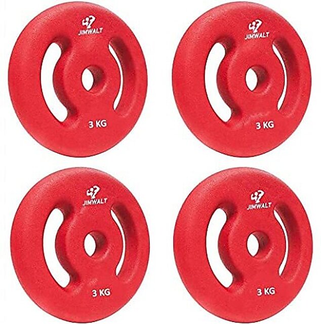 Buy JIMWALT Neoprene Coated Cast Iron Weight Plates Red Weight