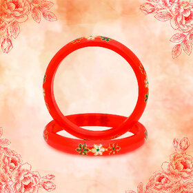 LUV FASHION Red plastic Designer Bangles