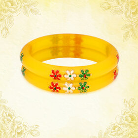 LUV FASHION Yellow plastic Designer Bangles