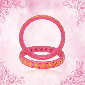 LUV FASHION Pink plastic Designer Bangles