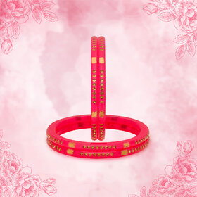 LUV FASHION Magenta plastic Designer Bangles