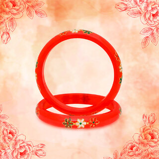                       LUV FASHION Red plastic Designer Bangles                                              