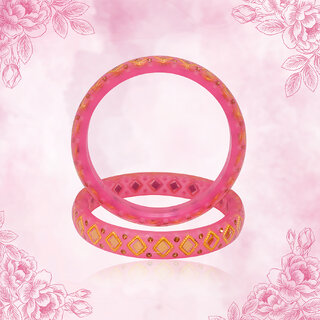                       LUV FASHION Pink plastic Designer Bangles                                              