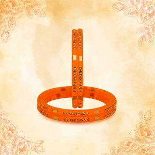                       LUV FASHION Orange plastic Designer Bangles                                              