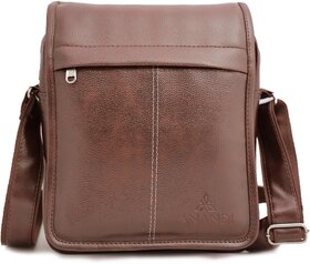 ANANDI Brown PU Synthetic Leather Sling Bag Stylish Multi-Purpose Crossbody Bag