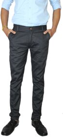 Vantar Slim Fit Men Black Cotton Blend Trousers