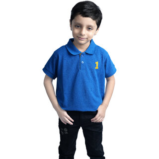                       Kid Kupboard Cotton Boys T-Shirt, Navy Blue, Half-Sleeves, Collared Neck, 6-7 Years KIDS5753                                              