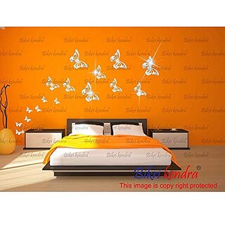                       Bikri Kendra - 3D Acrylic Mirror Wall Stickers For Living Room Bed Room Kids Room Home &Amp; Office - Butterfly Silver ( L-4 M-5 S-7 )3D88                                              