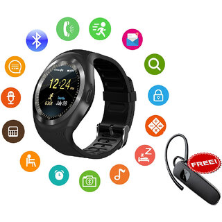 Y1 Smart Watch Support Nano Sim Card And Tf Card With Sleep Monitoring Smartwatches + Bluetooth Handfree Combo