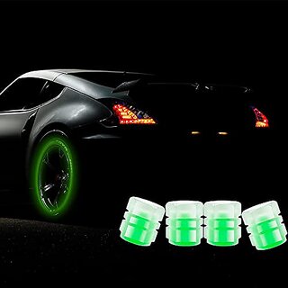                      Iivaas Wheels Cap Tire Valve Stem Glow Luminous At Night Air Caps Cover Fluorescent Illuminated Auto Car Wheel Valve Stem Caps Cover For Suv Motorcycles Truck (4 Pcs Blue)                                              