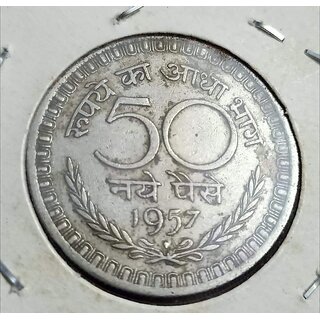                       Fifty Naye Paise 1957 Bombay Mint                                              