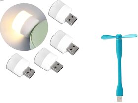 Combo Of Led Bulb And Usb Fan Connect With Laptop, Smartphone, Usb Adapter/Hub (Multicolour)