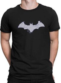 Code Yellow Black Pure Cotton Batman Round Neck Printed T-Shirt For Men