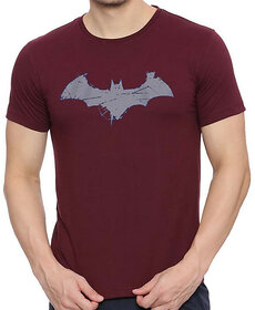 Code Yellow Maroon Pure Cotton Round Neck Printed T-Shirt For Men