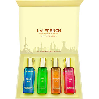 La French City of Dreams Perfume Gift Set for men (Paris, Tokyo, New York  Rio) 4x20ml