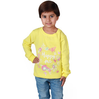                       Kid Kupboard Cotton Girls Sweatshirt, Yellow, Full-Sleeves, Crew Neck, 6-7 Years KIDS5766                                              