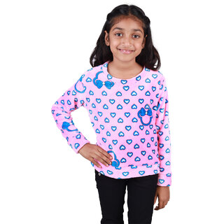                       Kid Kupboard Cotton Girls Sweatshirt, Pink, Full-Sleeves, Crew Neck, 7-8 Years KIDS5771                                              