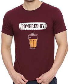 Code Yellow Maroon Pure Cotton Round Neck Printed T-Shirt For Men